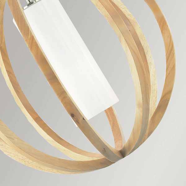 Wisząca lampa drewniana Allier  FE-ALLIER-P-S-LW Feiss okrągła brązowa