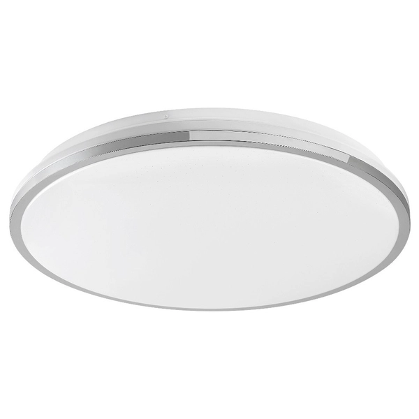 Minimalistyczna LAMPA sufitowa LINDEN 3478 Rabalux okrągły plafon LED 50W 3000K - 6500K z pilotem chrom biały