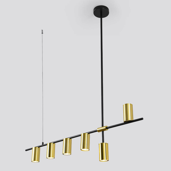 Lampa wisząca ARIZONA LP-074/6PL BK/GD Light Prestige loftowa oprawa metalowy zwis tuby czarne złote