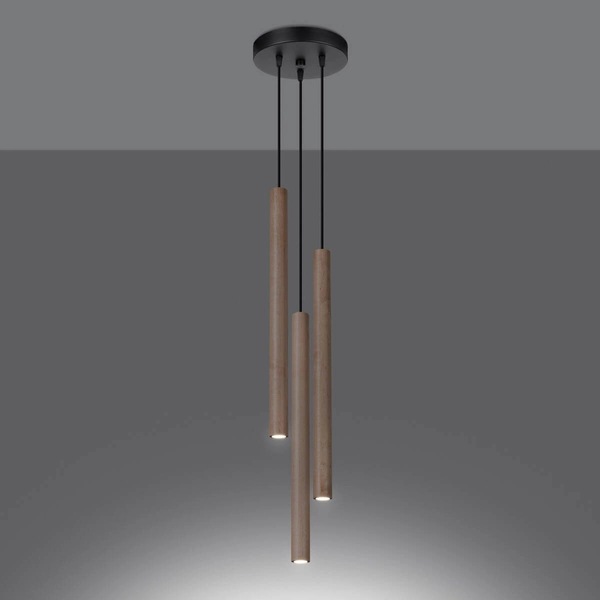 Potrójna wisząca lampa Pastelo SL.1268 tubka drewniana czarna