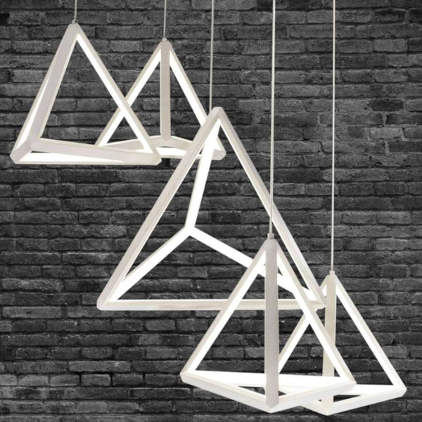 LAMPA wisząca TRÓJKĄTY LED 80W 3000K 310477 Polux okrągła OPRAWA geometryczny ZWIS kaskada biała