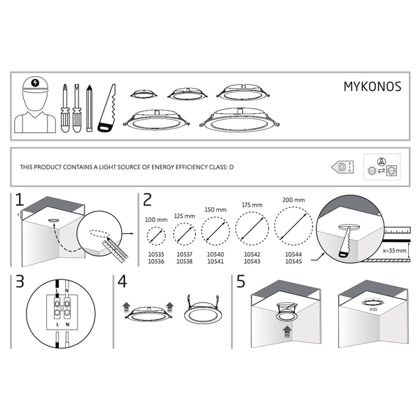 Kuchenna lampa punktowa Mykonos 10540 Nowodvorski LED 15W 3000K okrągła biała