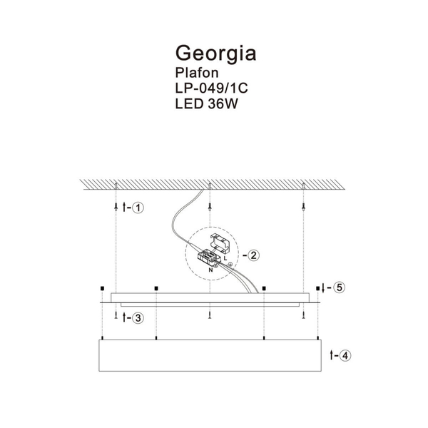 Plafon sufitowy Georgia LP-049/1C GD LED 36W 3000K okrąg złoty