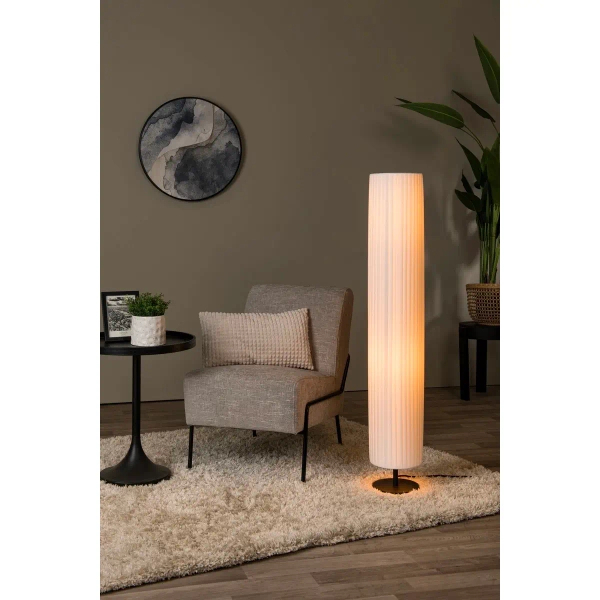 Materiałowa lampa podłogowa FOLD 21739/12/31 tuba biały czarny