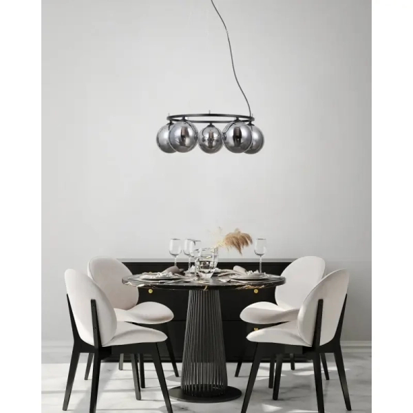 Szklana lampa wisząca Molite PND-1098-5R-BK kulista loftowa czarna