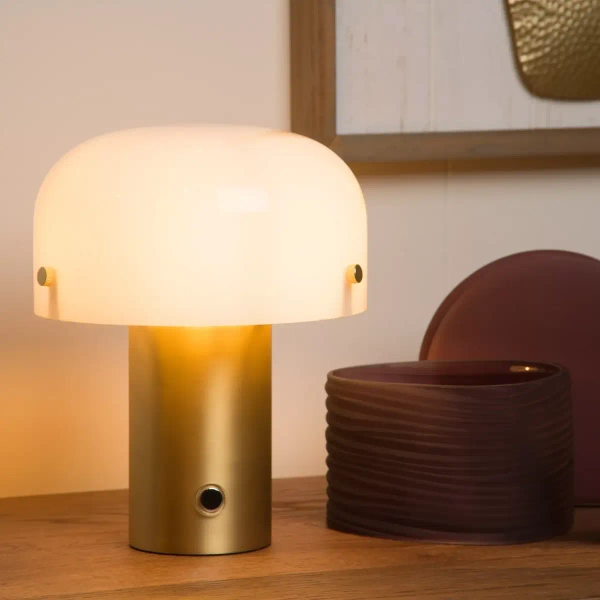 Stołowa lampka TIMON 05538/01/02 Lucide grzybek do salonu złota biała