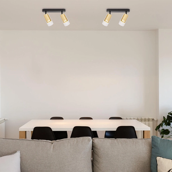 Sufitowa lampa salonowa Ricky ML0691 Milagro podwójna tubki czarny złoty