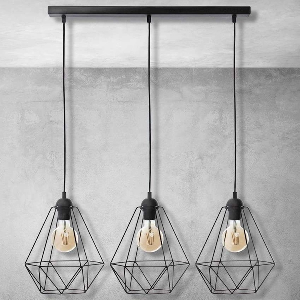LAMPA wisząca BASKET 7215 Milagro druciana OPRAWA metalowa listwa ZWIS klatki loft czarne