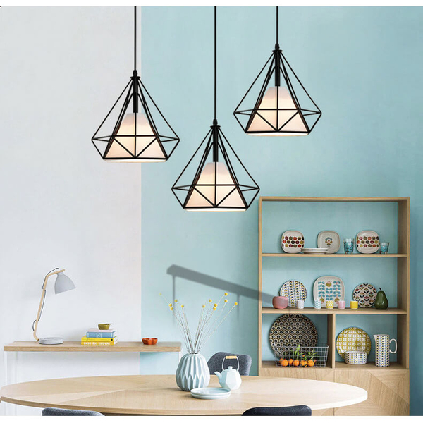 Industrialna lampa wisząca Diament 499 Domeno LED druciana potrójna czarna