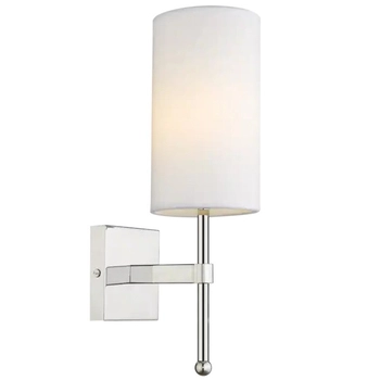 Klasyczna LAMPA ścienna DENVER W01987NI-WH  Cosmolight abażurowy kinkiet do salonu nikiel