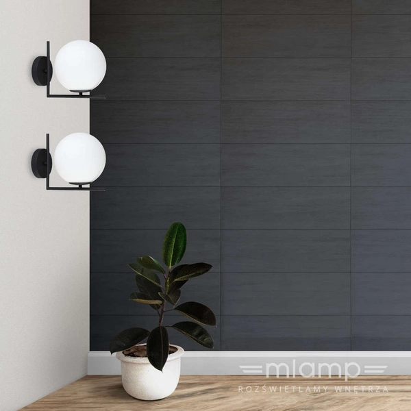 Ścienna LAMPA szklana CONDI MBM-7475/1 BL MDECO loftowa OPRAWA kinkiet kula ball grafitowa biała