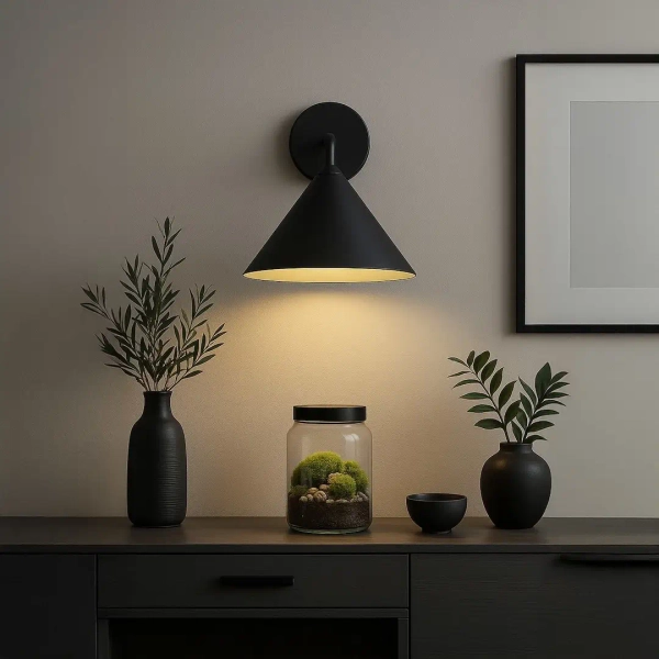 Naścienny kinkiet do salonu Capital MLP2480 nad szafke stożek czarny