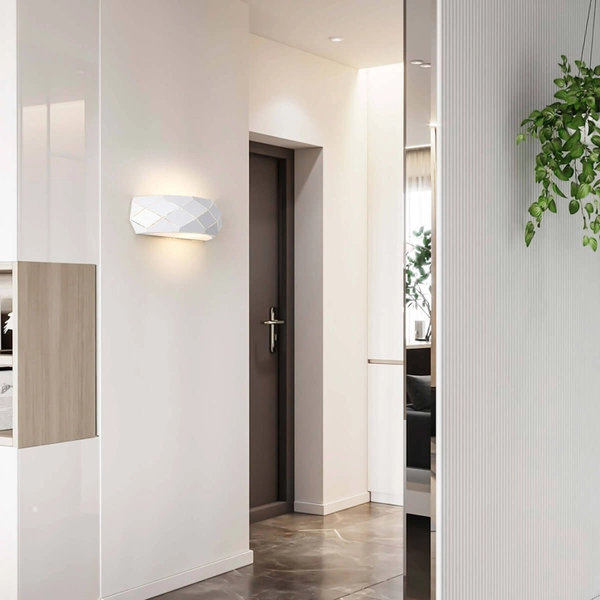 Kinkiet LAMPA ścienna REUS LP-8069/1W WH Light Prestige geometryczna OPRAWA półokrągła przyścienna biała