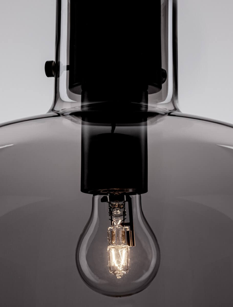 Loftowa lampa wisząca Padre szklana czarna przydymiona