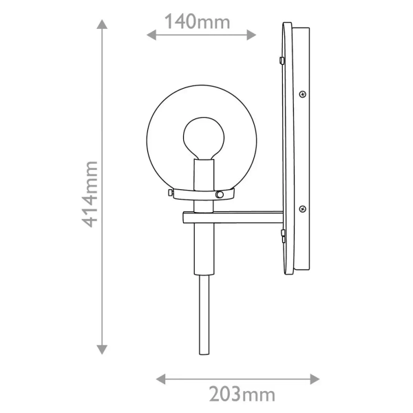 Kulista lampa ścienna Gilda QN-GILDA-WB1-BK szklana kula mosiądz czarny