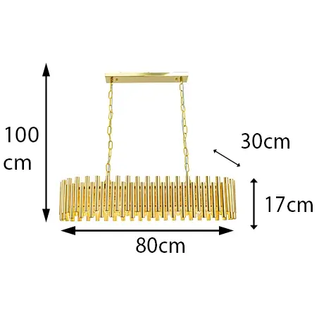 Lampa wisząca nad stół NARNI 6235/8 TR Elem owalna do salonu złoty