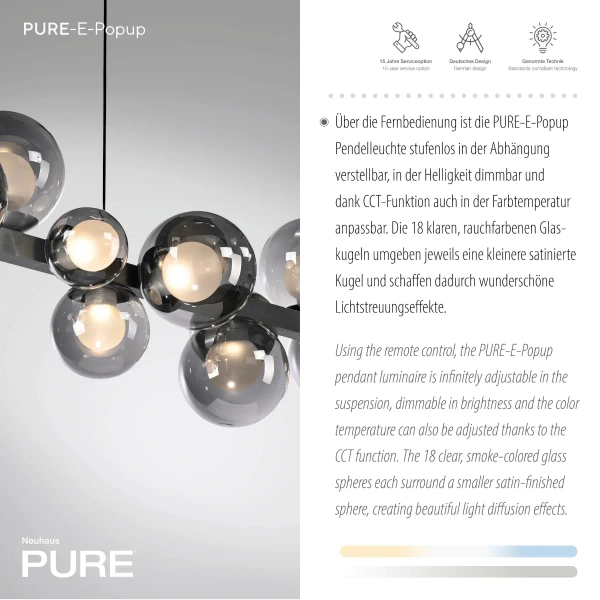 Wisząca lampa E-POPUP czarna przydymiona 2557-15 18xLED 1.8W zmienna barwa