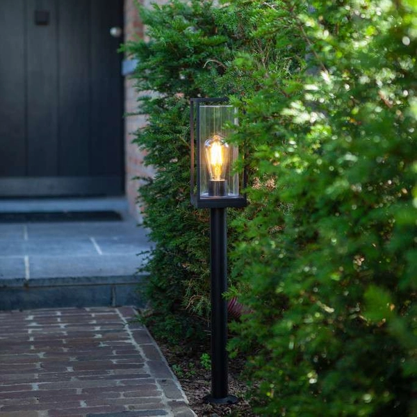 Stojąca LAMPA zewnętrzna FLAIR 7288801012 Lutec ogrodowa OPRAWA słupek outdoor IP44 czarny przezroczysty