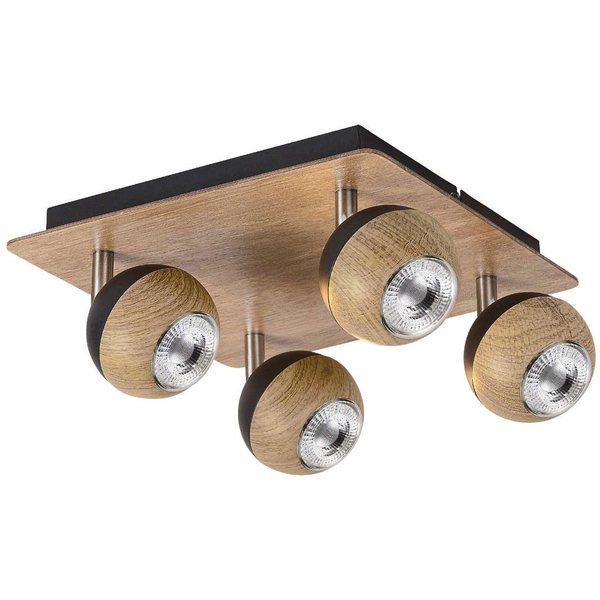 Plafon LAMPA skandynawska ARTHUR 5616 Rabalux metalowa OPRAWA sufitowa reflektorki drewniane dąb czarne