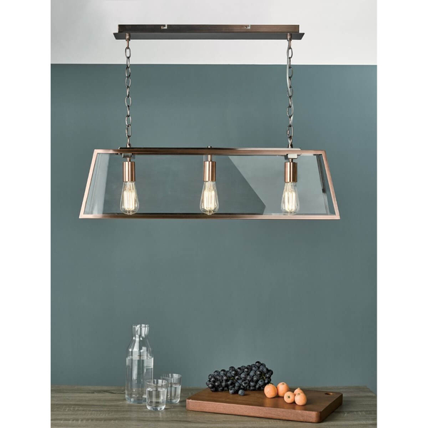 Szklana lampa wisząca na łańcuchu ACADEMY ACA0364 miedziany