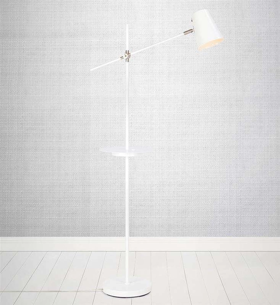 Stojąca LAMPA podłogowa LINEAR 107308 Markslojd salonowa OPRAWA z metlową półką biała