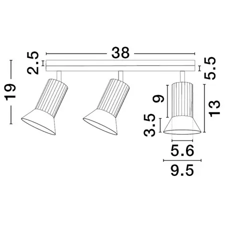 Potrójna lampa sufitowa MARENZO LE45604 regulowana metalowa czarna złota