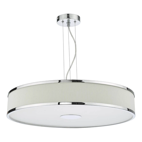 Okrągła lampa wisząca Alvaro ALV1733 materiałowa chrom kość słoniowa