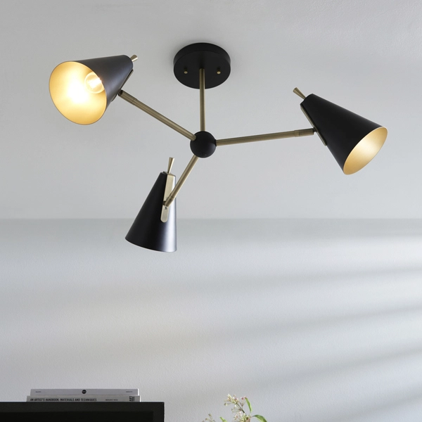 Wisząca lampa stożkowa L&-196746 Light& do salonu czarna mosiądz