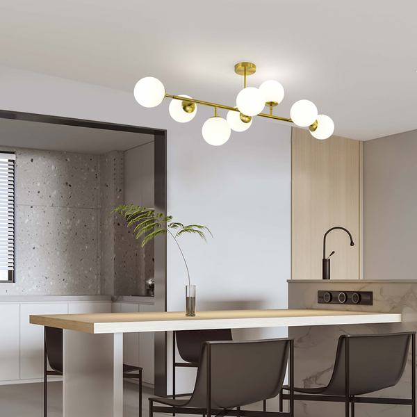 Modernistyczna lampa sufitowa DORADO LP-002/8P Light Prestige loftowa oprawa metalowy plafon molekuły złote białe