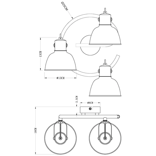 Lampa sufitowa FILLO 54655-3 Globo spirala retro czarna złota