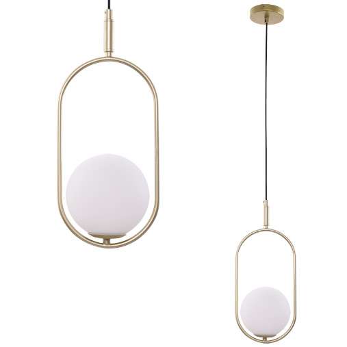 Wisząca lampa modernistyczna CORDEL 31-73457 szklana kula mosiężna biała