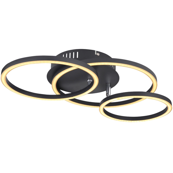 LAMPA sufitowa KENDY 67233-30S Globo metalowa OPRAWA geometryczna LED 30W 3000K pierścienie czarne rings