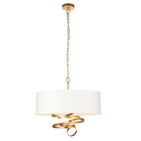 Lampa wisząca z abażurem L&-195268 Light& serpentyna hampton złota ecru