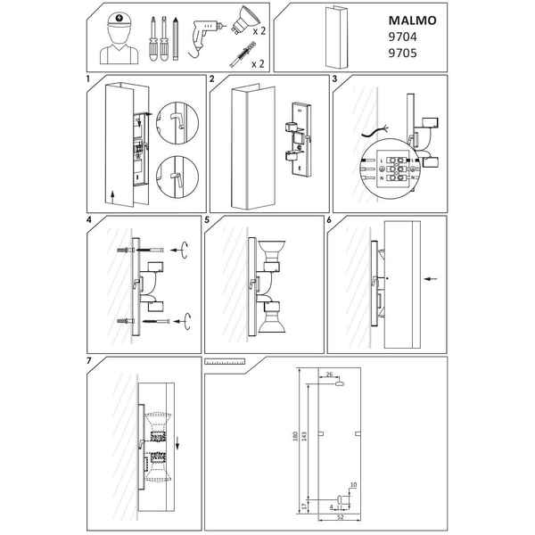 Kinkiet LAMPA ścienna MALMO 9705 Nowodvorski prostokątna OPRAWA metalowa grafitowa