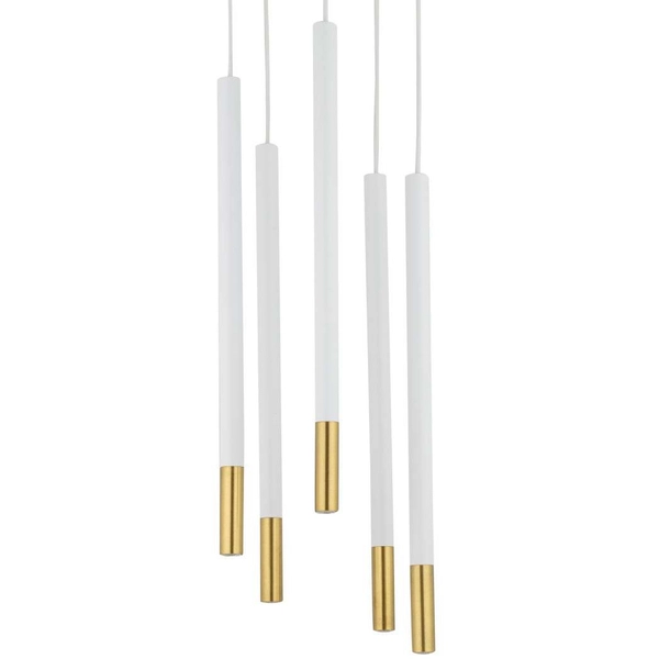 Modernistyczna LAMPA wisząca SOPEL DUE 33238 Sigma metalowa OPRAWA kaskada ZWIS tuby sople białe złote