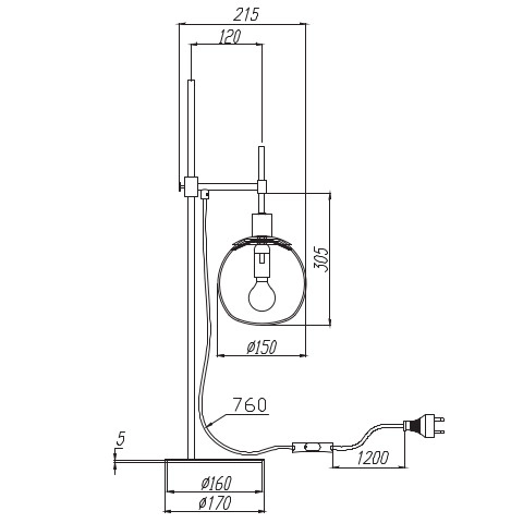 Stojąca LAMPKA biurkowa ERICH MOD221-TL-01-G Maytoni szklana kula biała miedziany