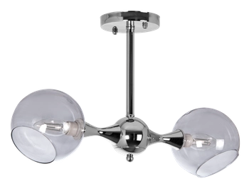 Modernistyczna lampa sufitowa VEN C854-2 szklane klosze chrom przydymione