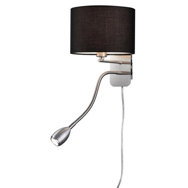 Kinkiet LAMPA ścienna HOTEL 271170202 Trio abażurowa OPRAWA peszel do czytania LED 3,2W 3000K regulowany matowy nikiel czarna