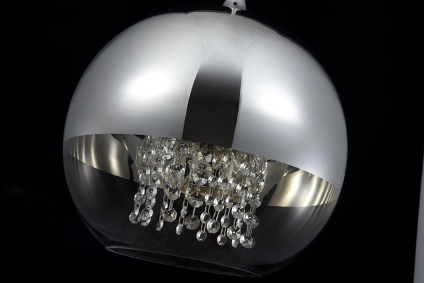 Wisząca LAMPA glamour FERMI P140-PL-170-1-N Maytoni szklana OPRAWA okrągły ZWIS kula kryształki chrom przezroczyste