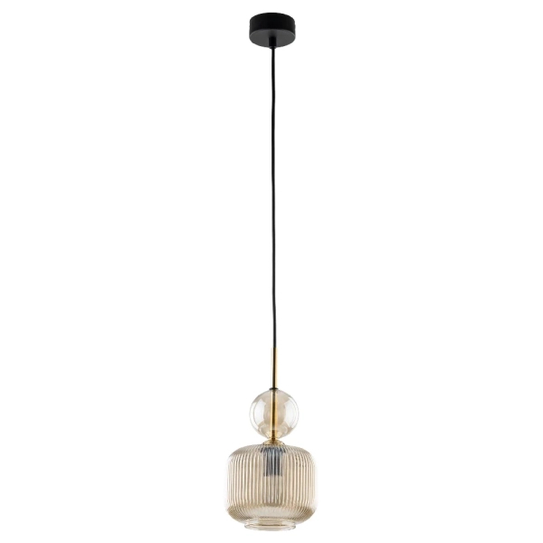 Ryflowana wisząca lampa Sophia Cognac 11038 szklana kula koniak