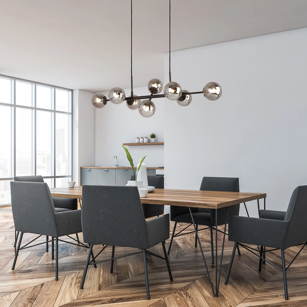 Modernistyczna LAMPA wisząca ERIMIDA PND-2244-8A-BL Italux loftowy ZWIS szklane kule zwis czarny