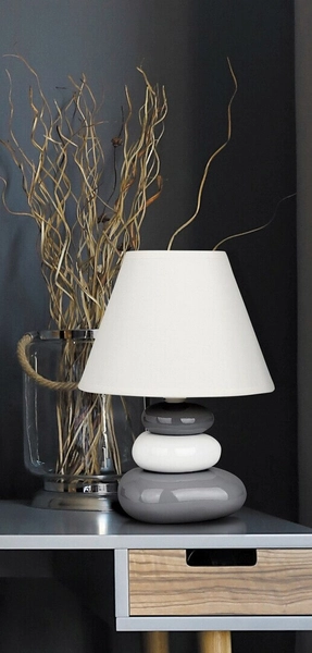Ceramiczna lampa stojąca Salem 4948 kamienie białe szare