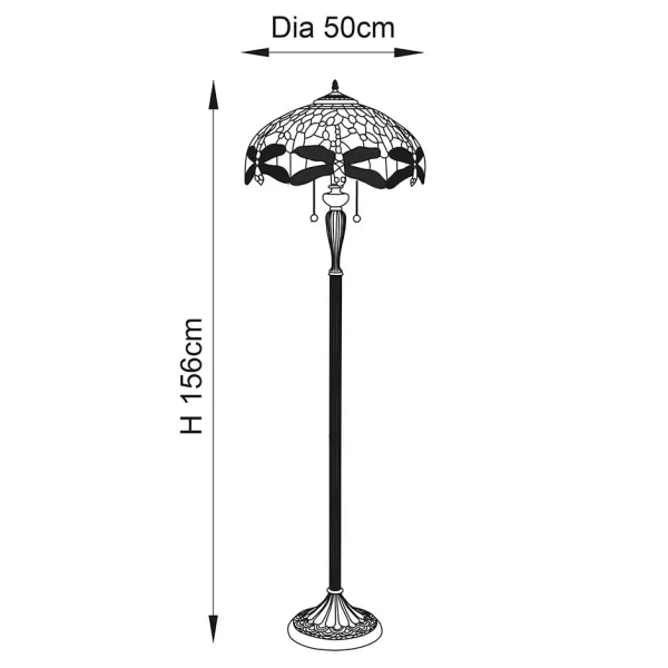 Podłogowa lampa szklana Dragonfly 70940 tiffany z włącznikiem kolorowa