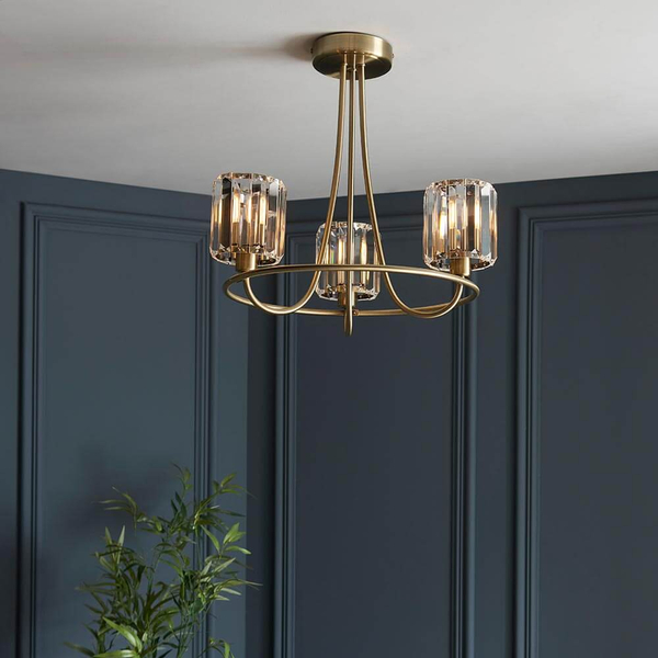 Sufitowa lampa szklana Berenice 107801 mosiądz przezroczysty