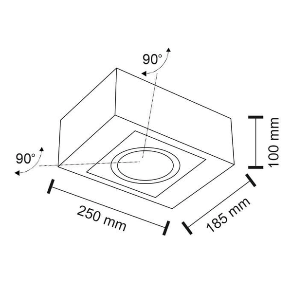 Sufitowa LAMPA spot UTO H 1218 Shilo regulowana OPRAWA metalowa kostka cube czarna