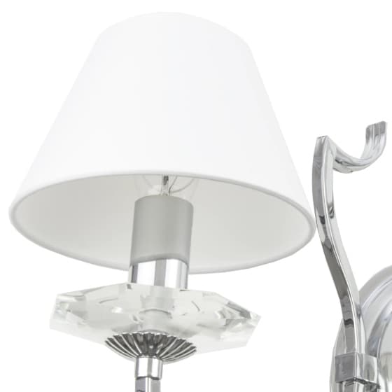 Klasyczny kinkiet Riga W02779CH-WH Cosmolight metal tkanina srebrny biały