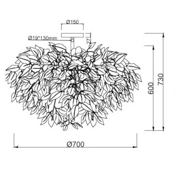 Sufitowa lampa Leavy R60463001 RL Light gałązki chrom biała