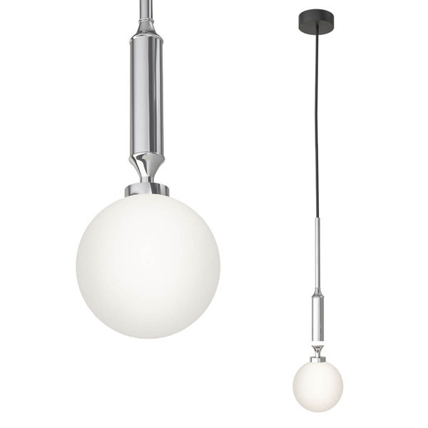 Nowoczesna lampa do biura Ero I szklana kula biała chrom