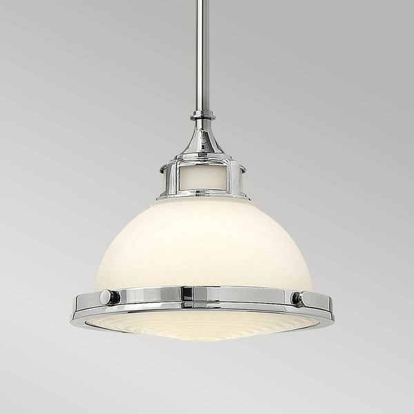 Wisząca lampa retro Amelia HK-AMELIA-P-S-CM metalowa chrom biały