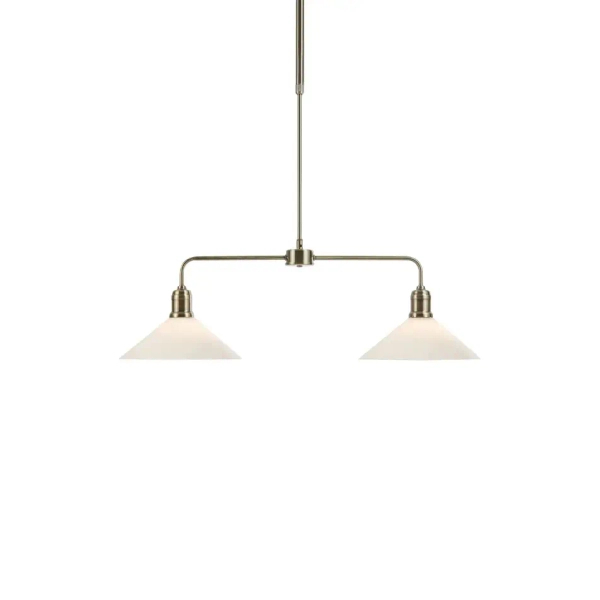 Podwójna lampa wisząca VELA biała mosiądz 109160 2xE27 metalowa trójkątna